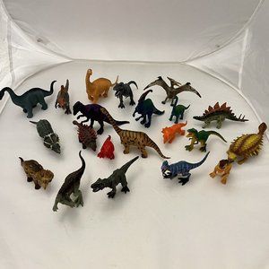 Lot Of 21 Various Plastic Dinosaur Figures Colorful Tyrannosaurus Stegosaurus